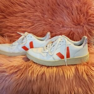 Veja Sneakers with Bold Orange Accents